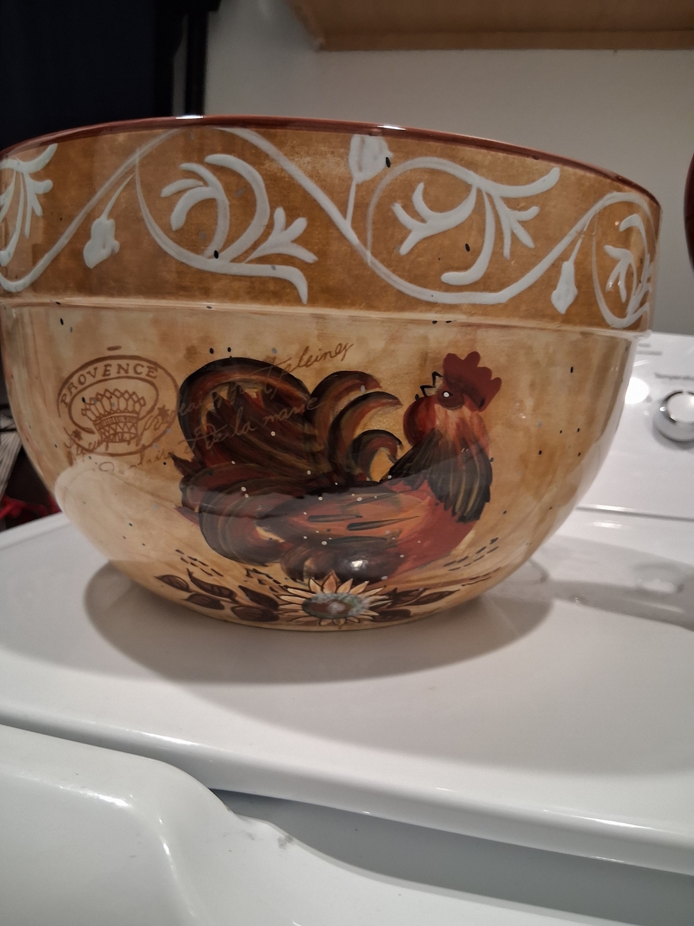 Certified International Rooster Ceramic Mixing Bowl - Brown & Cream